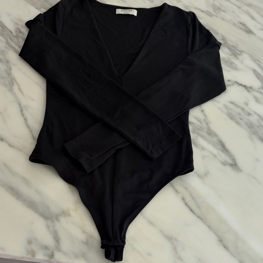 Babaton Black Long-Sleeve V-Neck Kids Bodysuit